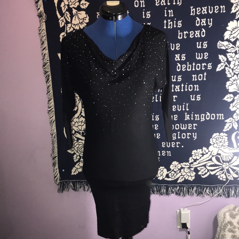 Sparkly Guess mini sweater dress.